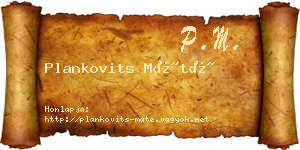 Plankovits Máté névjegykártya